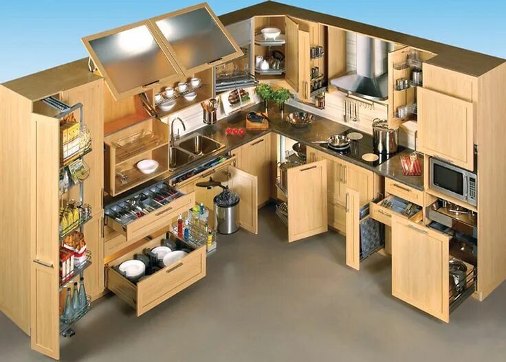 Планировка встроенных шкафов в кухне Stylish and Affordable Kitchen Cabinets