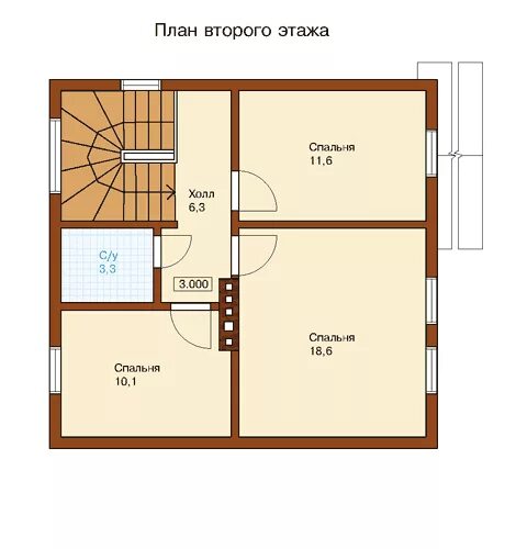 Планировка второго этажа Купить проект загородного дома в североевропейском стиле H-120-1S на сайте mosho