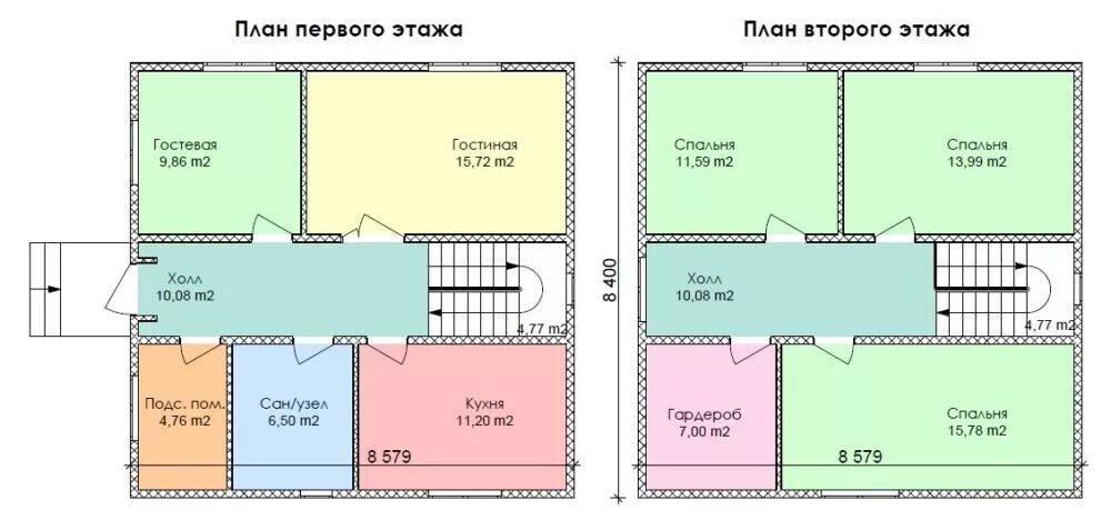 Планировка второго этажа 8 на 8 2-этажный дом 8х8 с 3-мя спальнями 130 кв. м с мансардой по проекту СУЛТАНИТ