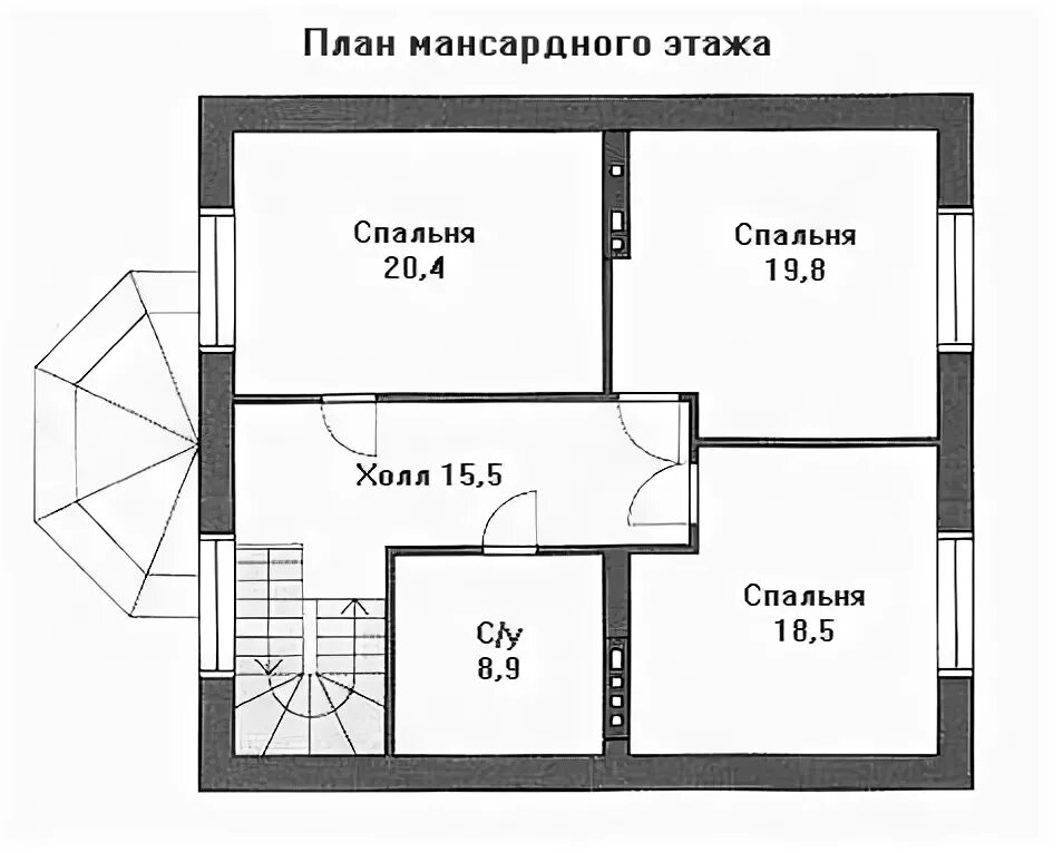 Планировка второго этажа дома Дом 167м2 Строительная компания Премиум