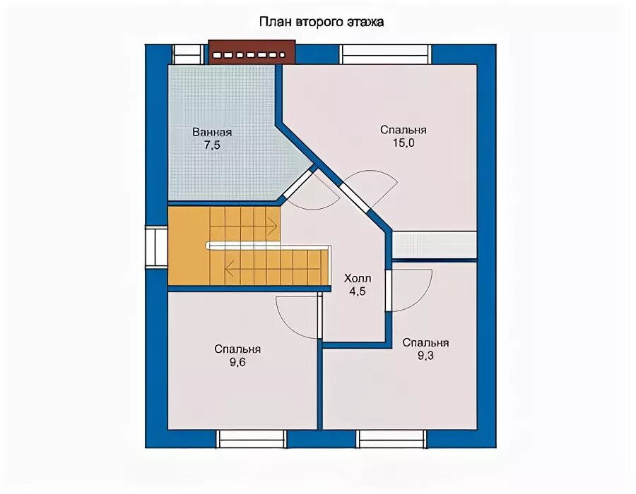 Планировка второго этажа дома Проект кирпичного дома 32-99 :: Интернет-магазин Plans.ru :: Готовые проекты дом