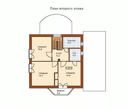 Планировка второго этажа дома Дом двухэтажный 173 кв.м., проект j-173-1p