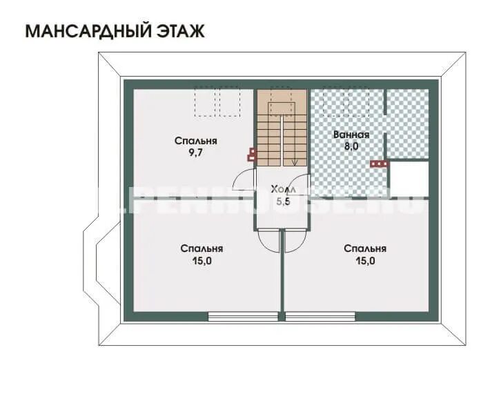 Планировка второго этажа дома Проект коттеджа (дачного дома) № 101/52