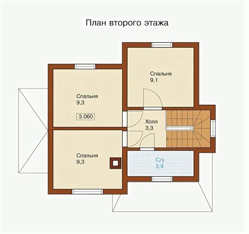 Планировка второго этажа фото Дом двухэтажный 85 кв.м., проект g-085-1s