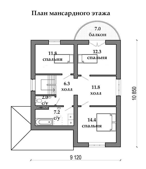 Планировка второго этажа мансарда План мансардных