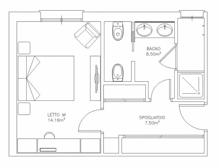 Планировка взрослой спальни One bhk house structure en 2024