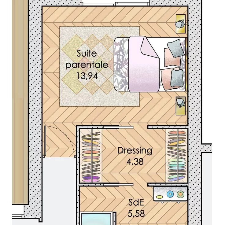 Планировка взрослой спальни Une maison pour vivre au jardin - Faire construire sa maison Plan de chambre, Ch