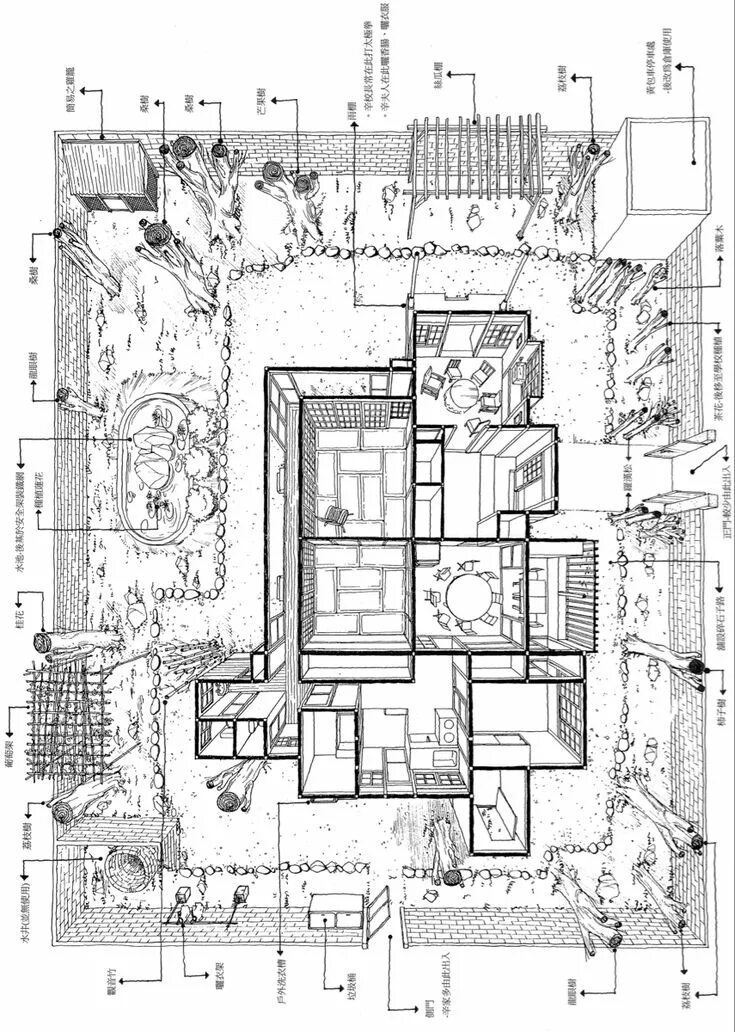 Планировка японского дома Traditional Japanese House Design Floor Plan and Perspective