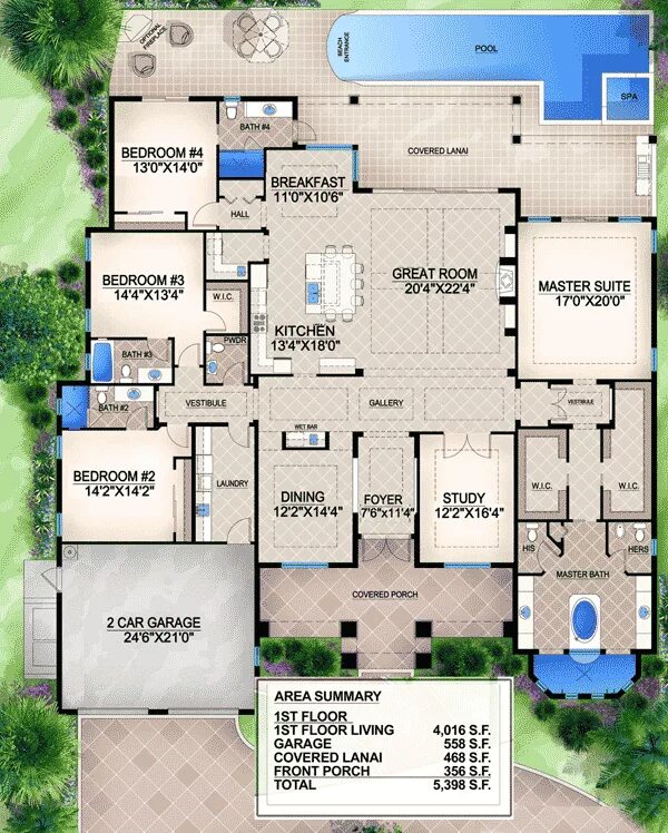 Планировка южного дома Grand Southern Home Plan - 65612BS Architectural Designs - House Plans