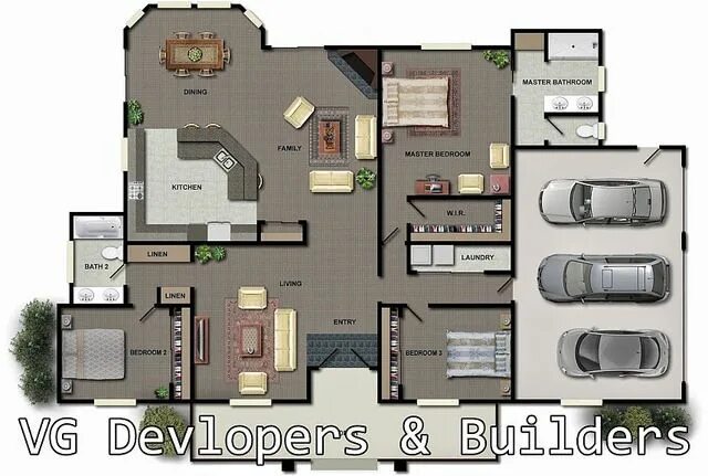 Планировка южного дома Aerial View of Style Homes in Chennai