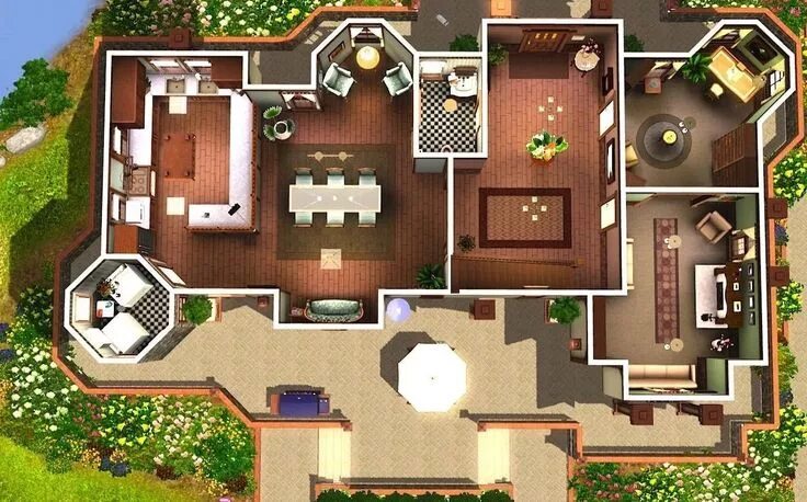 Планировка южного дома Pin by u0421u043Eu043Du0435u0447 on План дома Sims house design, Sims house