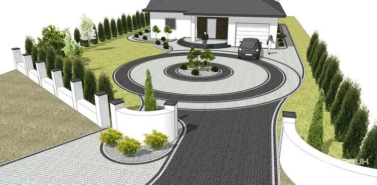 Планировка заезда на участок jjpatio Modern landscape design front yard, Patio pavers design, Modern driveway