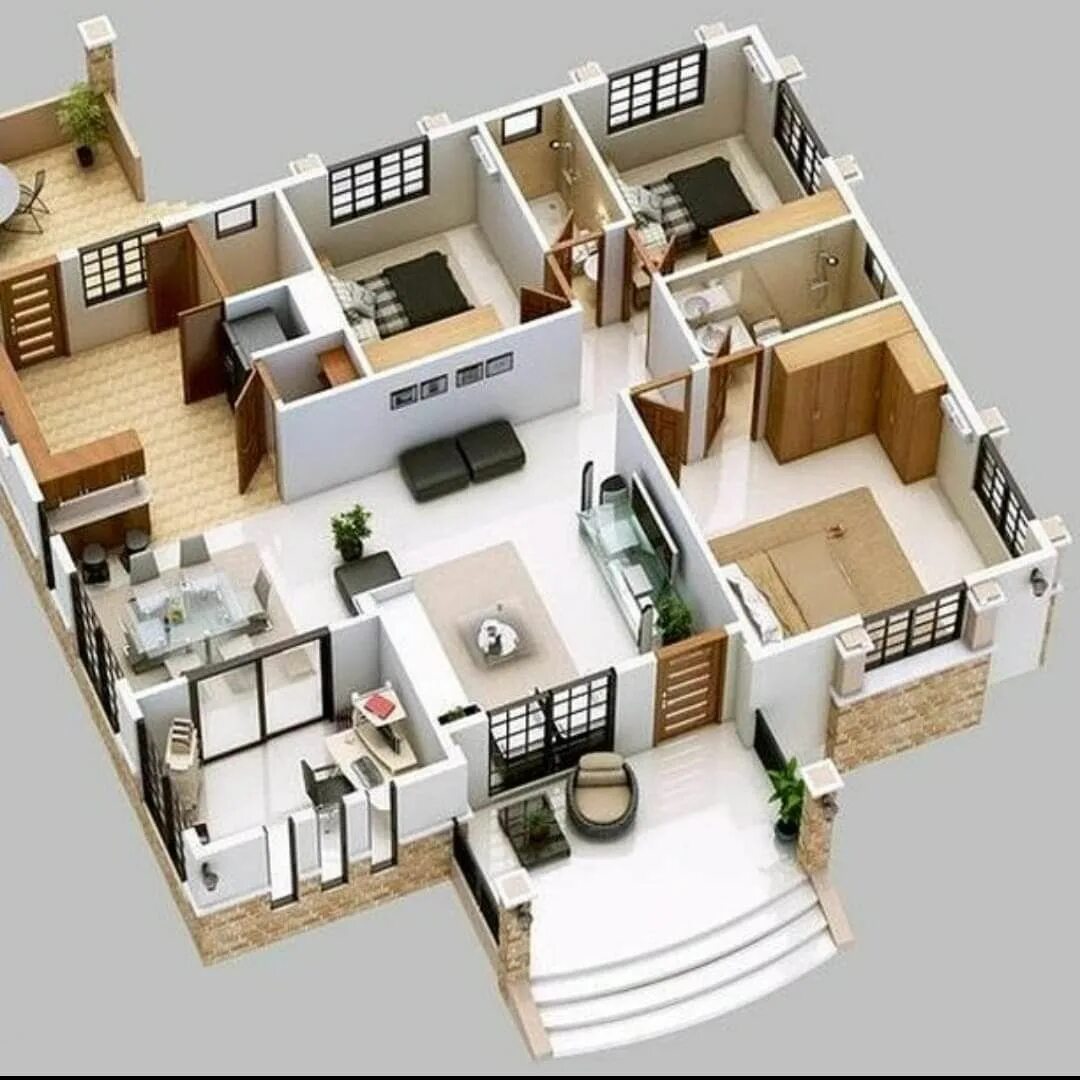 Планировка загородного дома фото Pin on Casa final Bungalow house design, Small house design, Building house plan