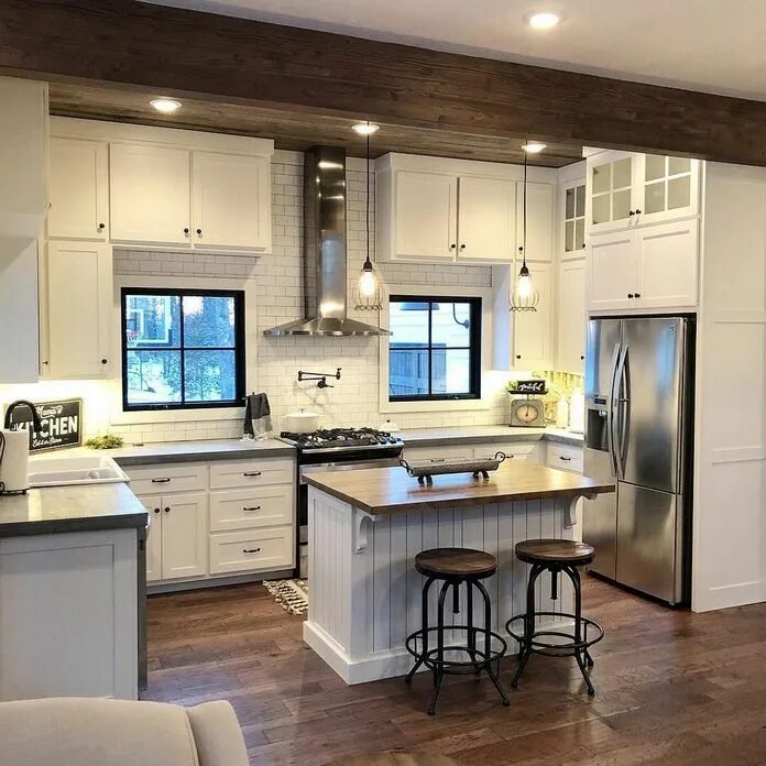 Планировка загородной кухни ❤ 93 kitchen decorating models with the most desirable bar stools 81 Kitchen rem