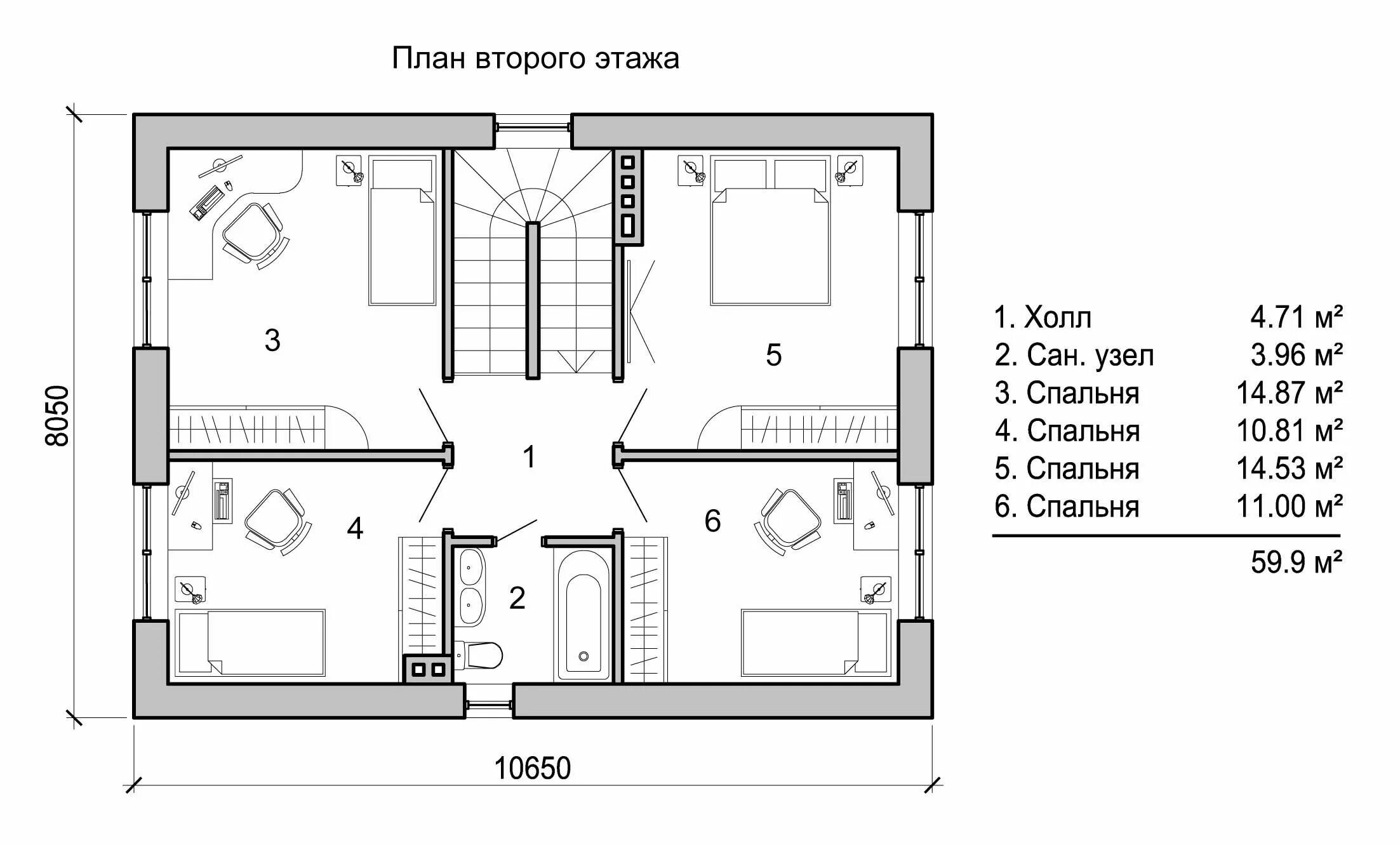 Планировка жилого дома 6 класс Проект второго этажа загородного дома из светлого кирпича площадью 170м2 вариант