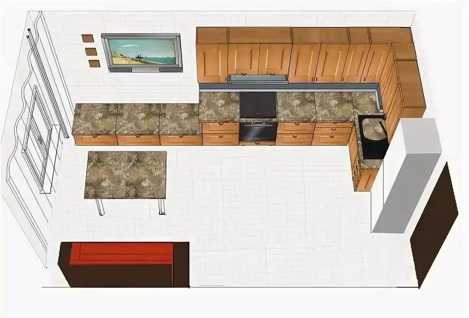 Планировка жилой кухни Kitchen design 12 5 with sofa (55 Photos)