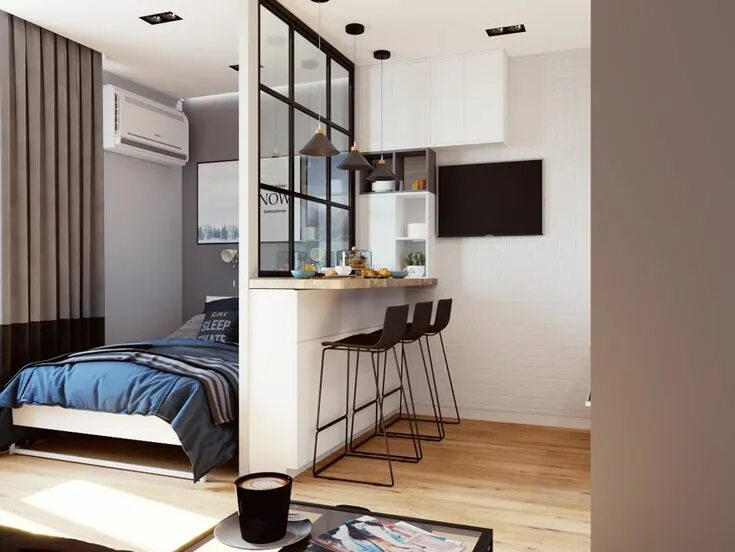 Планировка зонирование комнаты Pin on Квартира-студия  студияоднокомнатная Monolocale Small apartment design