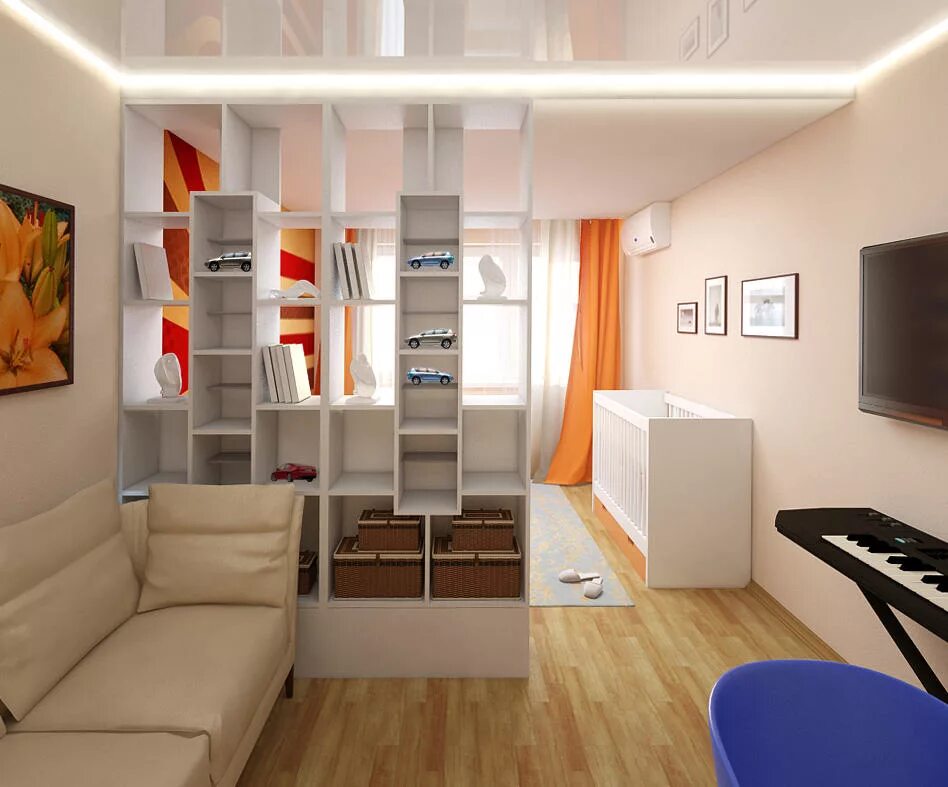 Планировка зонирование комнаты Interior tweaks: the design of the living room and bedroom 17 sq. M. m - Fabalab
