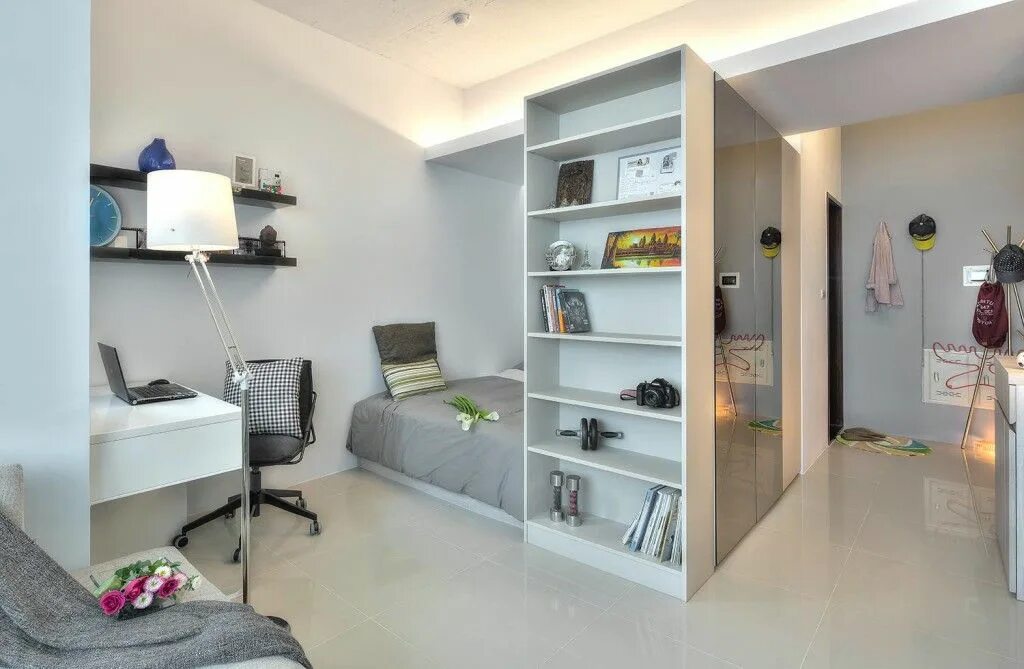 Планировка зонирование комнаты A 345-Square-Foot Open-Plan Apartment Spiced With a Dash of Privacy Wohnung einr