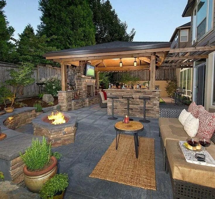 Планировка зоны барбекю на садовом участке Best Backyard Patio Designs and Projects On a Budget 13 Hinterhof terrassen desi
