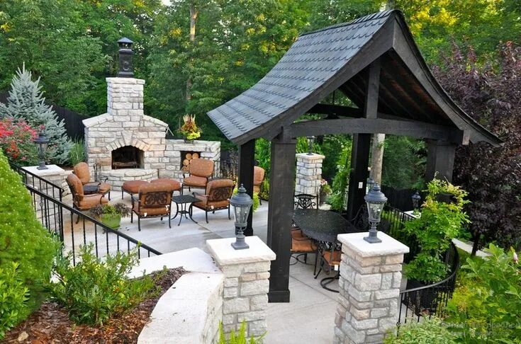 Планировка зоны барбекю на садовом участке � � � � � � � � � � � � � Backyard pavilion, Backyard gazebo, Patio