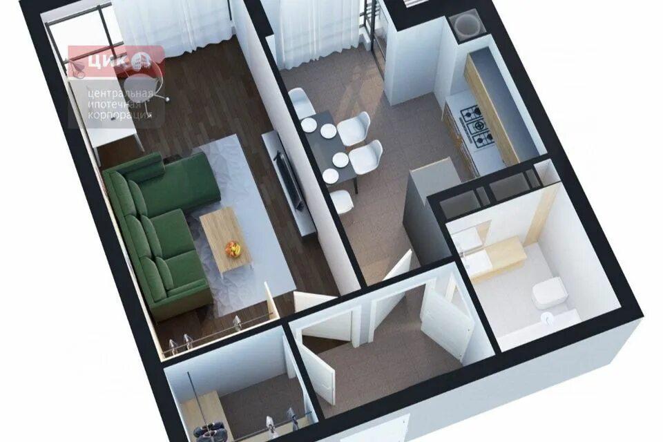Планировки 1 комнатных квартир фото Купить Квартиру с Большой Кухней в жилом комплексе Дом на Гагарина (Рязань) - пр