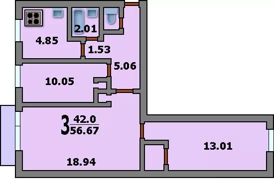 Планировки 1 комнатных квартир кирпичных домов Дома серии I-511 - 3D планировка 3-комнатной квартиры вариант A, посмотреть и ра