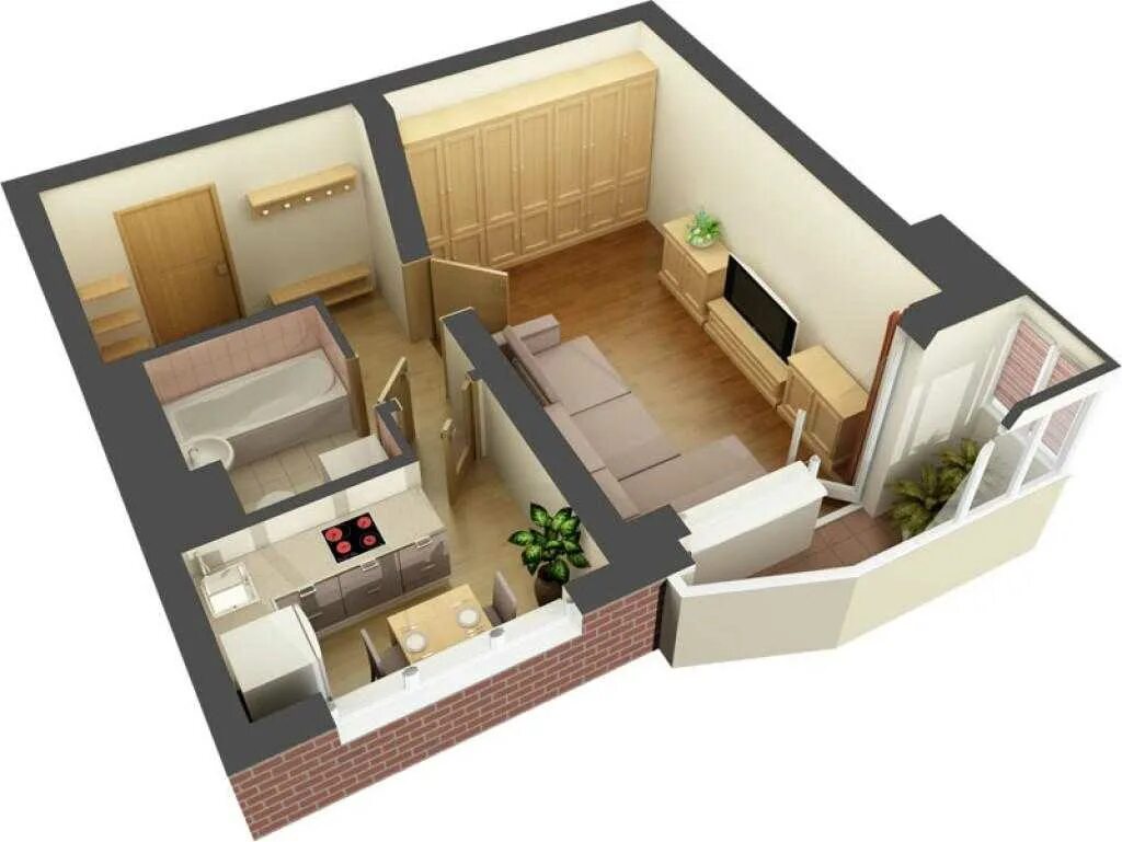 Планировки 1 квартиры примеры План дизайн квартиры фото - DelaDom.ru