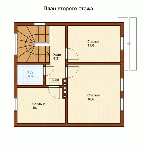 Планировки 2 этажа частного дома Дом двухэтажный 120 кв.м., проект h-120-1s