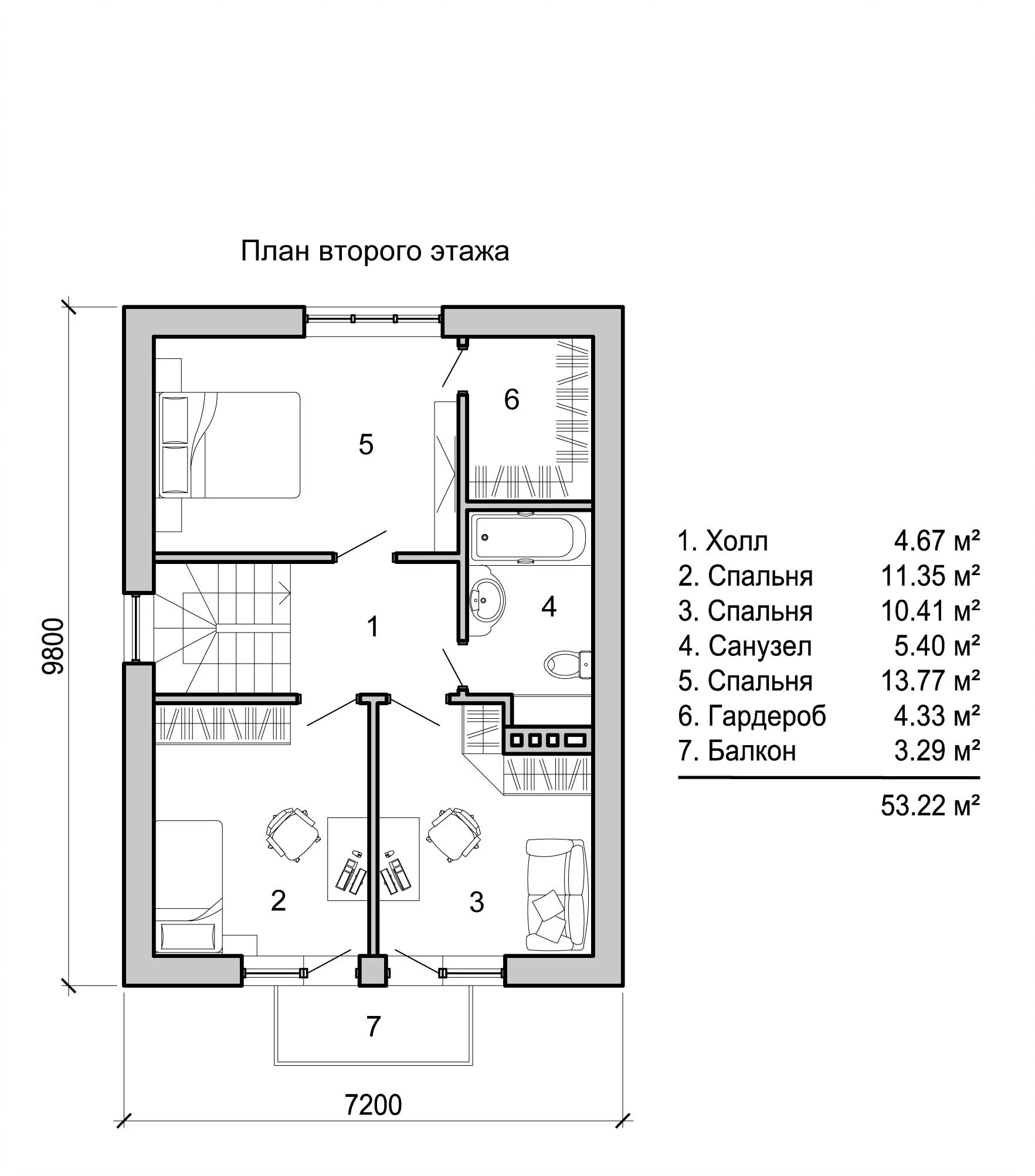 Планировки 2 этажных домов спальни Проект № 69
