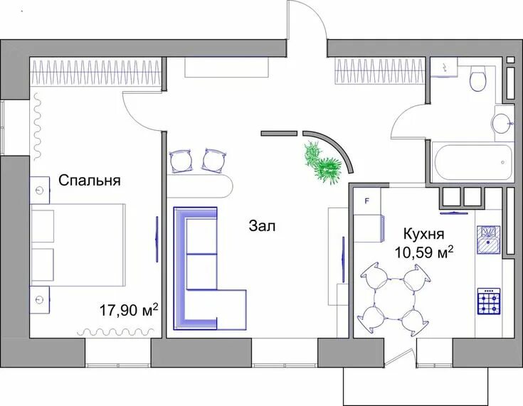 Планировки 2 комнатных квартир с кухней Планировка 2х Комнатной Квартиры: 215+ (Фото) Доступных Схем
