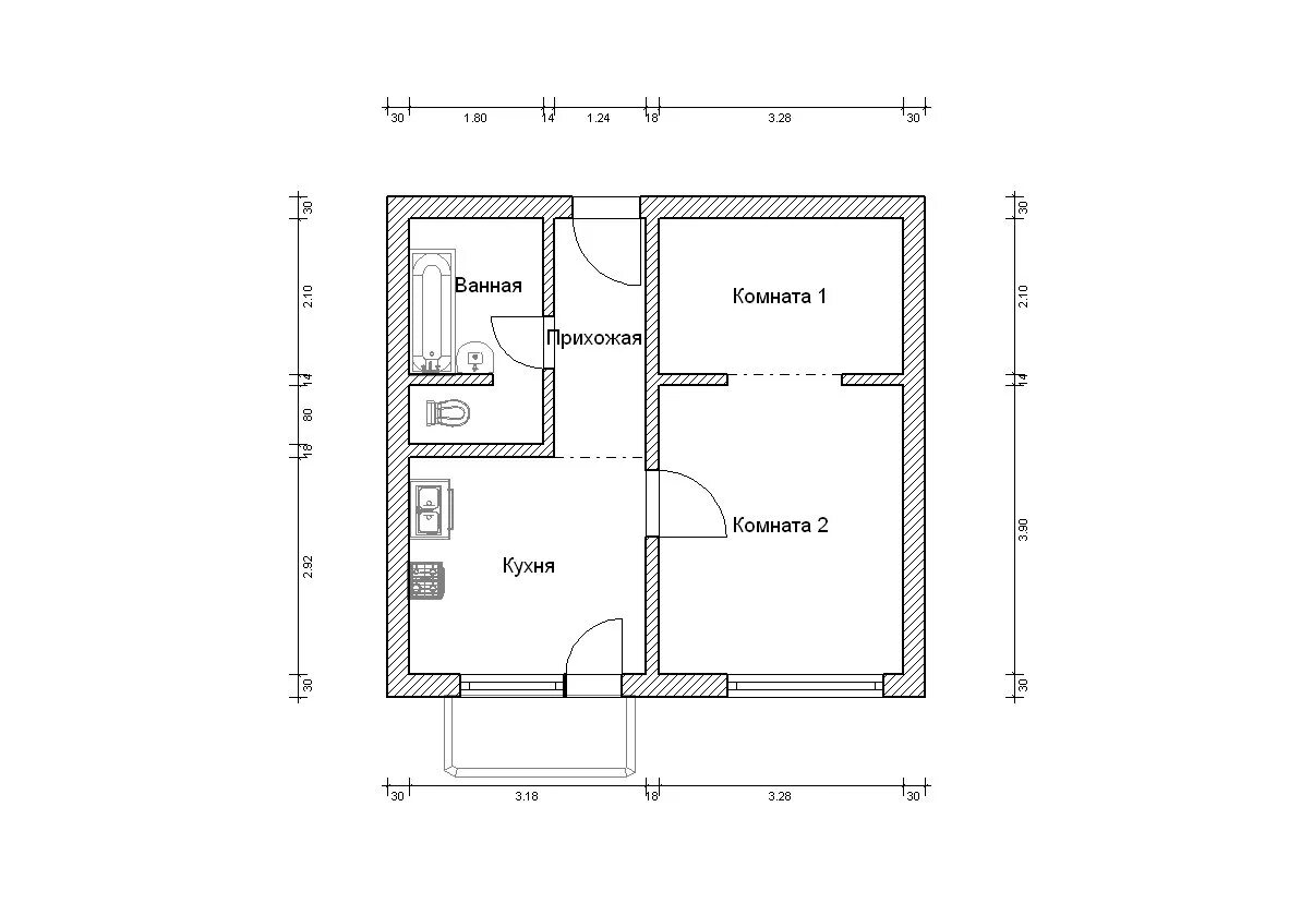 Планировки 2 комнатных квартир с размерами Проект квартиры с размерами фото - DelaDom.ru