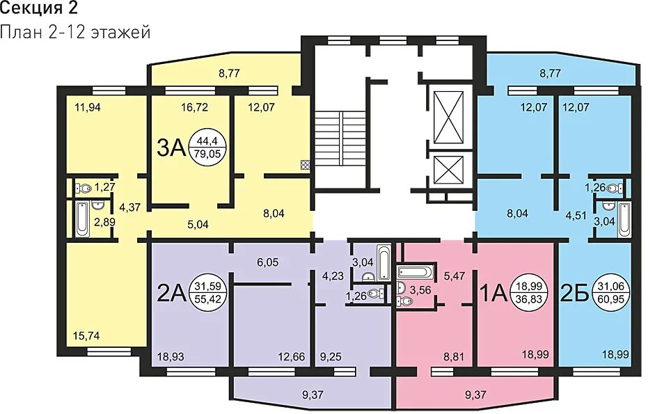 Планировки 2 комнатных квартир в новостройках Планировки квартир Мясниковой, 22