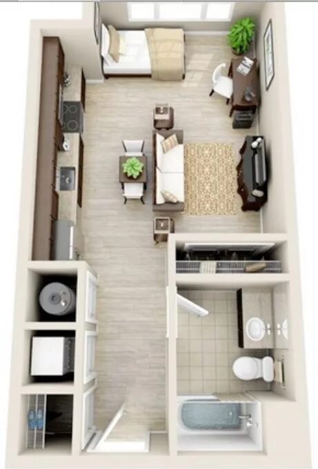 Планировки 2 комнаты студии Nice, realistic layout for studio apartment . Small apartment layout, Studio apa