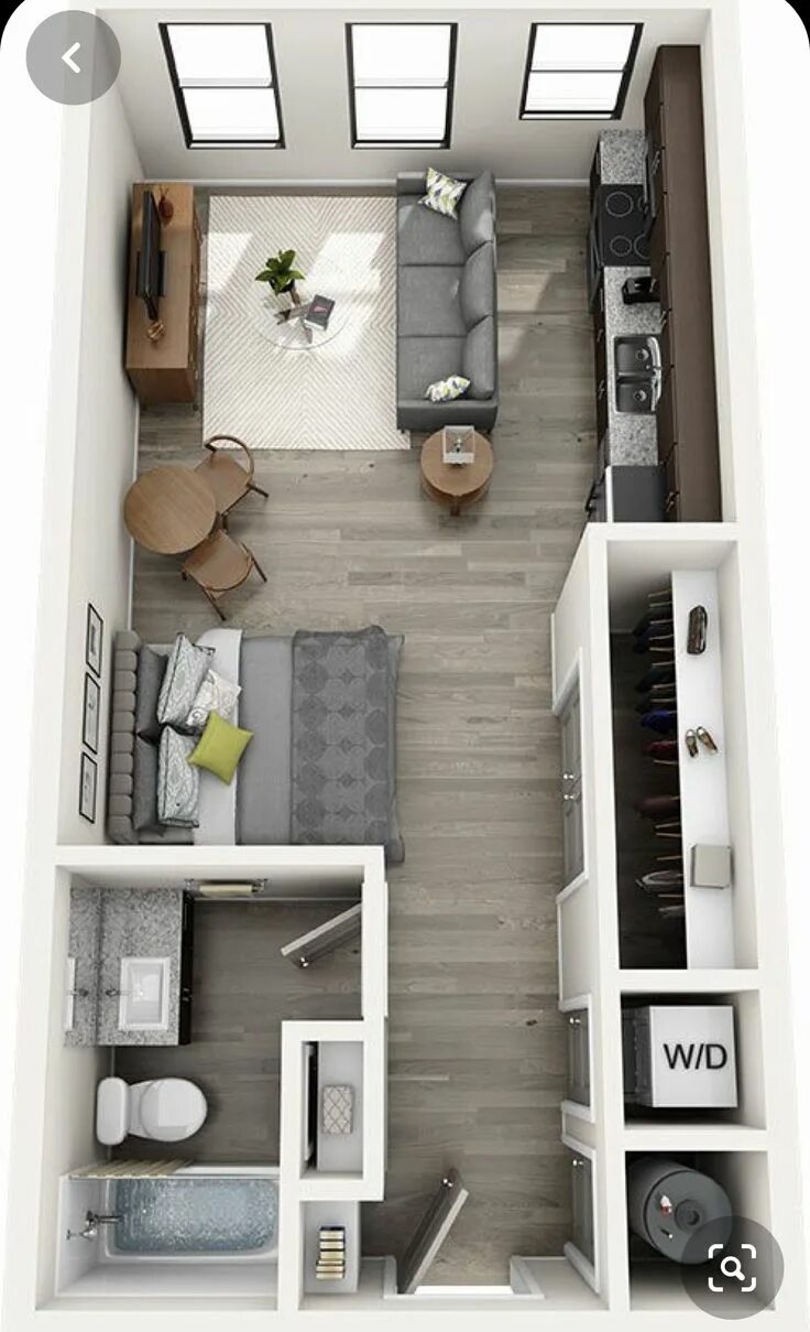 Планировки 2 комнаты студии Pin on Petit appartement Studio apartment layout, Apartment layout, Studio apart