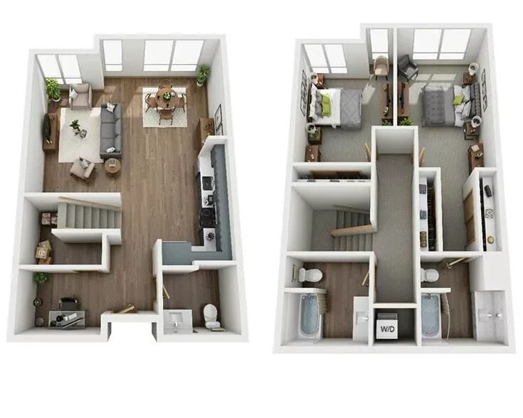 Планировки 2х этажных квартир Pin by *Tiger* on House House floor design, Apartment floor plans, Sims house pl
