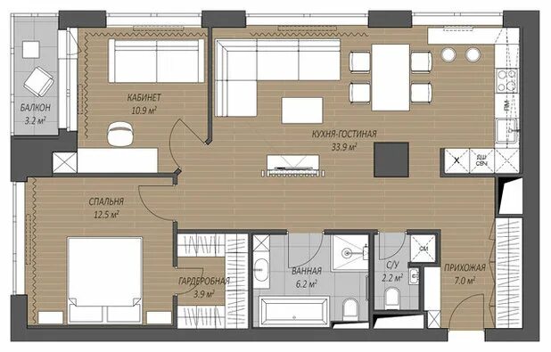 Планировки 3 квартир с кухней гостиной Кухня-гостиная 30кв м: 9 проектов с планировками и 40 фото дизайна интерьера кух