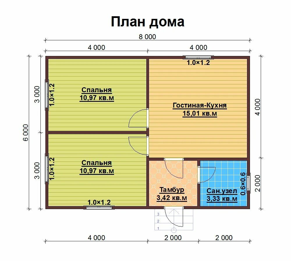 Планировки 6 на 6 1 этаж Pervaya Stroitelnaya Kompaniya, construction and finishing works, Tolyatti, Avto