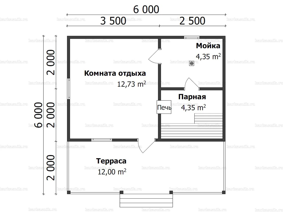 Планировки бань 6х6 одноэтажный Баня для дачи 6 на 6 - строительство в Мск и МО - цена от 722000 рублей