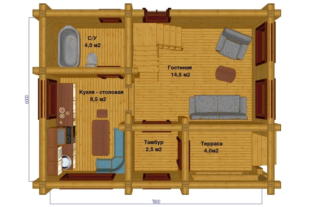 Планировки бань общих Проекты бань из бревна 6х6 фото - DelaDom.ru