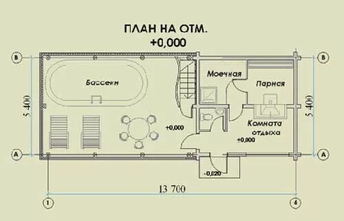 Планировки бань с бассейном с мансардой Планировки бань 6х6, 6х4, 3х4 и с бассейном - фото