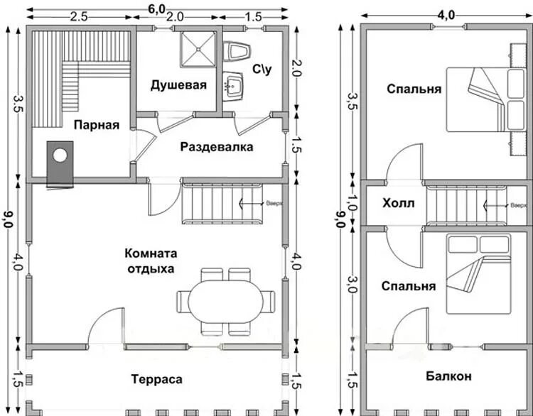 Планировки бань с мансардой Планировки бань с мансардой
