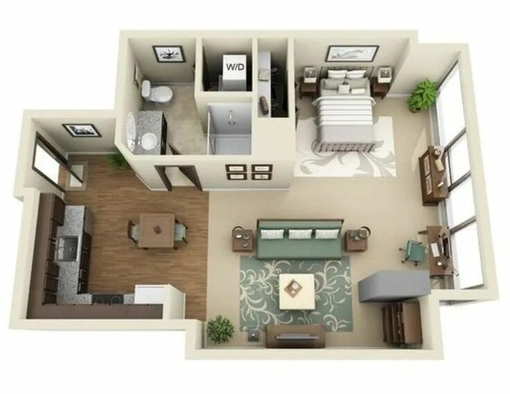 Планировки больших однокомнатных квартир 14 Small Apartment Ideas for Comfortable Living in Small Space План квартир на э