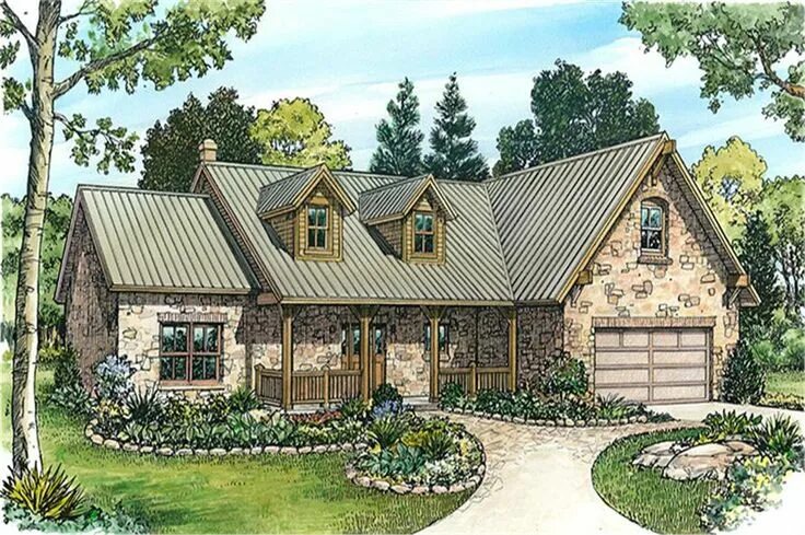 Планировки деревенских домов фото Country House Plan #192-1002: 3 Bedrm, 1840 Sq Ft Home ThePlanCollection Country