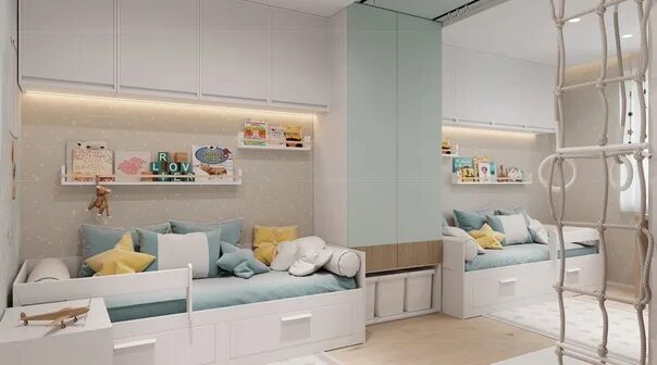 Планировки детских комнат для одного ребенка #детская@interiorgalleryspb Sleeping area for two children. 2021 Планировка квар