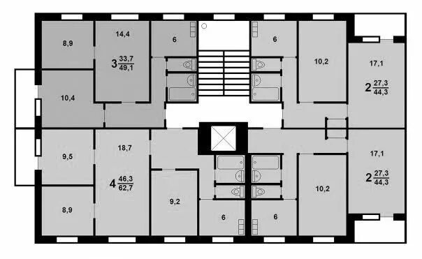 Планировки девятиэтажных домов II-49p-p3 Планировки, Проект здания, Планы этажей дома