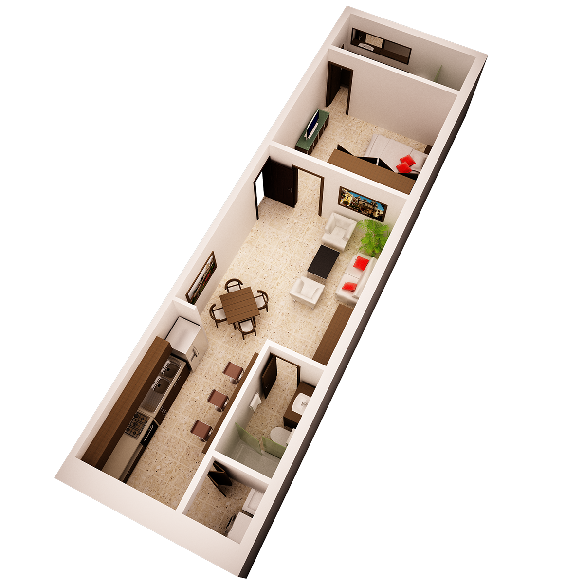 Планировки длинных квартир Residential Project - Badillo Loft on Behance Plantas de casas, Planos de casas 
