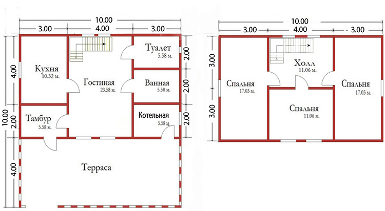 Планировки дома 10х10 2 этажа Планы двухэтажных домов: от проекта к строительству. Преимущества двухэтажных до