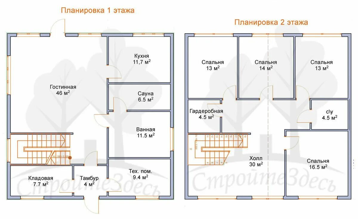 Планировки дома 10х10 2 этажа Проект дома Берн, размер 10 на 10м