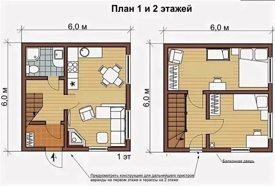 Планировки дома 6 8 двухэтажный фото Планировка и чертежи домов из бруса 6х6, 8х8, 9х9, 6х8 8х10, 10х10 с мансардой и